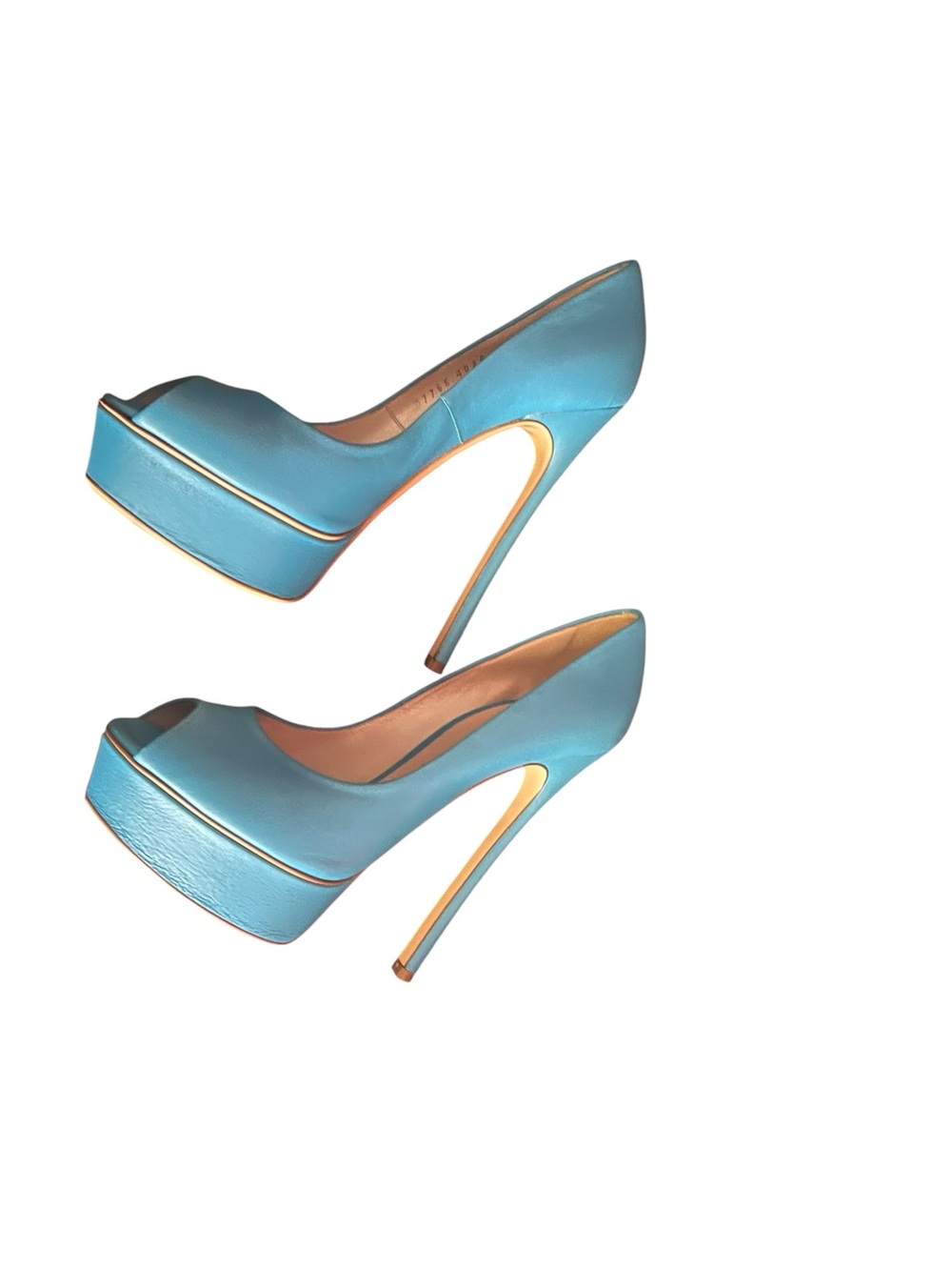 Casadei Sky Blue Platform Peep-Toe Stiletto Pumps